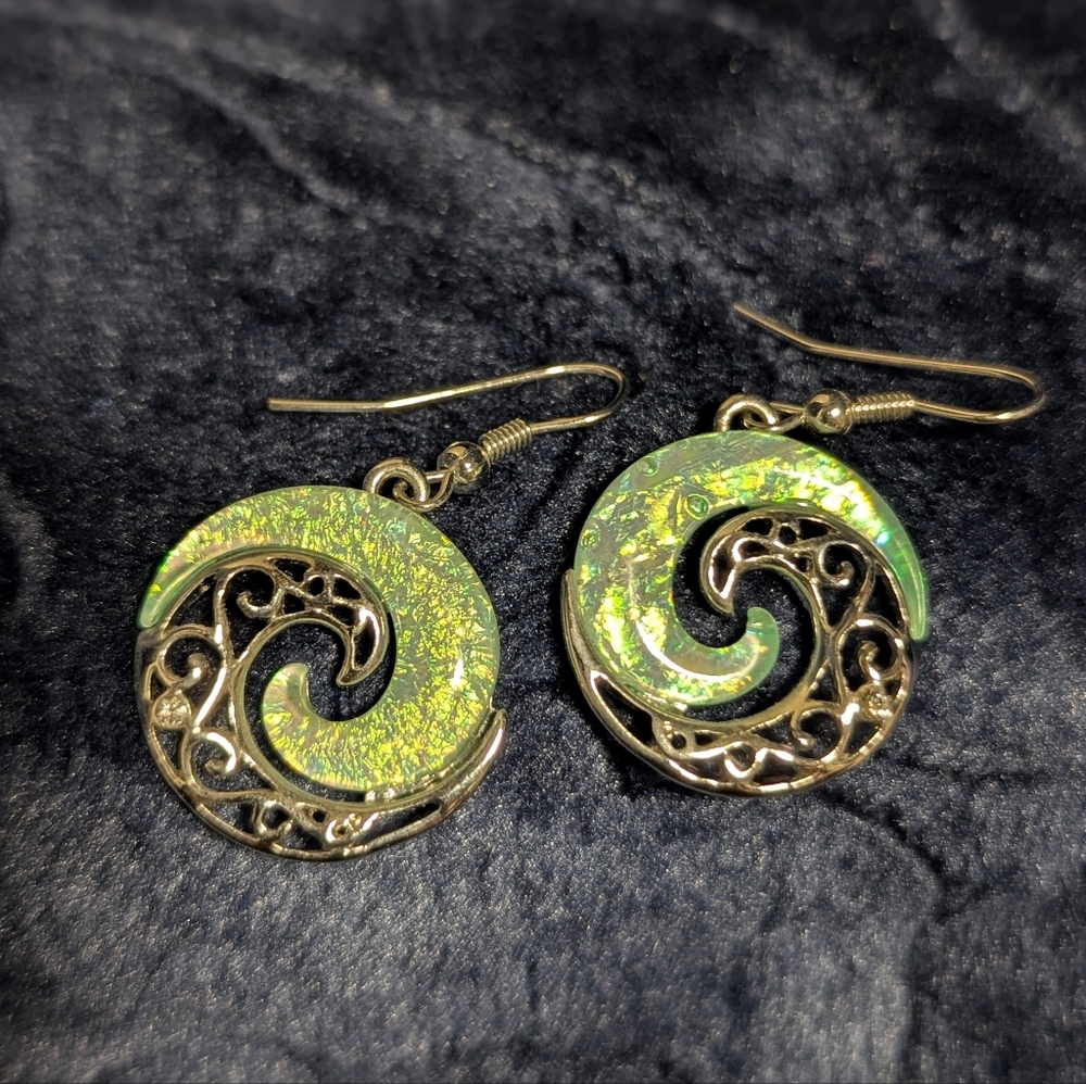 Green Swirl Earrings